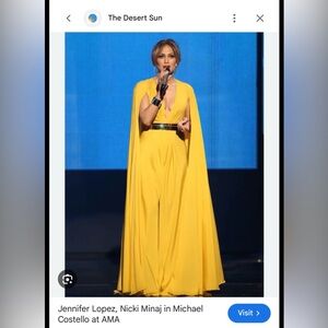 Mustard Yellow Plunge Cape Jumpsuit